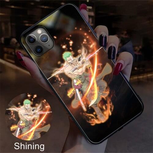 New Trending LED voice flash light luxury fashion new glitter tempered glass phone back covers for iPhone 13 12 11 X XR XS 7 8