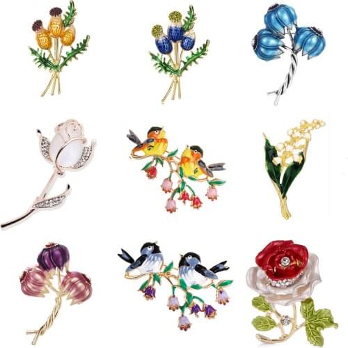 Orange Blue Tulip Bouquet Enamel Pin Flowers Enamel Brooches Metal Weddings Banquet Brooch Pins For Women And Men