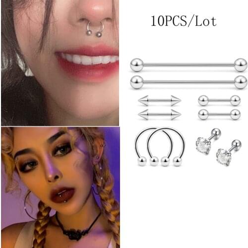10Pieces/lot Cartilage Piercing Stud 16 Guage Piercing Industrial Piercing Indian Jewelry Nose Piercing Earring In The Nose