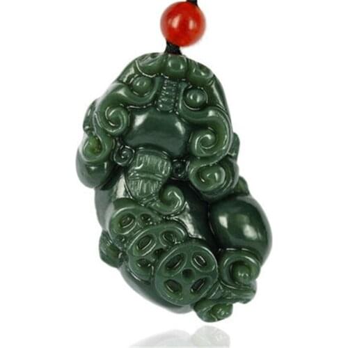 Natural Hetian Jade Dragon Pendant Pixiu Necklace Charm Jewellery Fashion Accessories Hand-Carved Man Woman Amulet Gift