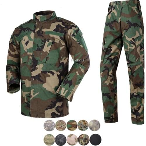 Woodland Camouflage Suit Combat Airsoft Uniform Jacket + Pants Tactical Military Paintball Clothes