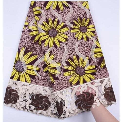 Latest African Lace Fabric 2019 High Quality Lace Nigerian Ankara Wax Lace Print Fabric African Wax Fabric Cord Lace Dress S1295