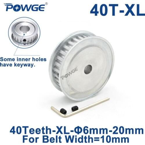 POWGE 40 Teeth XL Timing pulley Bore 6/8/10/12/12.7/14/15/19/20mm for width 10mm XL Synchronous Belt 40-XL-10 AF 40teeth 40T