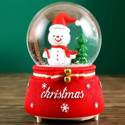 Snowman Santa Claus Christmas Night Light Music Box Automatic Falling Snow Christmas Lights Christmas Gifts for Kids Night Lamp