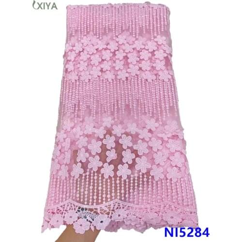 Baby Pink Milk Silk Lace Fabric with Sequins African Milk Fiber Lace Fabric Nigerian Tissue Laces Fabrics for Sewing NI5284