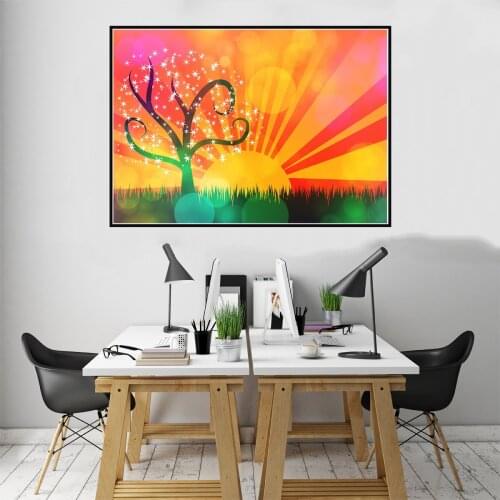 Countryside Disco View Sunset Poster Canvas Print Painting Wall Art Living Room Home Decoration