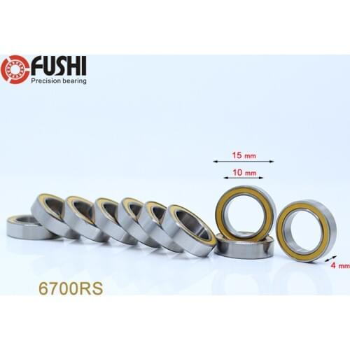 6700RS Bearing ABEC-3 ( 10 PCS ) 10*15*4 mm Thin Section 6700-2RS Ball Bearings 61700 RS 6700 2RS With Orange Sealed A-1510DD