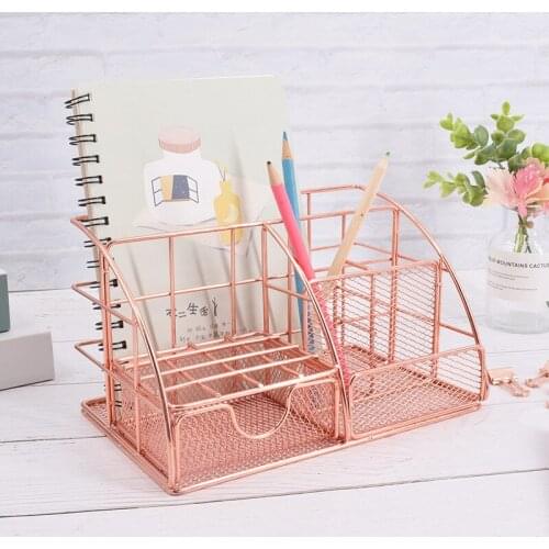 Nordic Iron Art Desktop Storage and Organizer Shelf Multi-function Simple Creative Stationery Office Supplies Combination