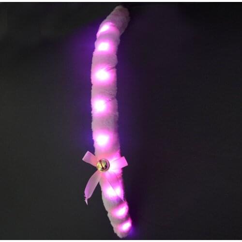 50cm Luminous LED Light Animal Tail Fox Cat Tails Cosplay Costume Props Role Play Halloween Purim Black White Glow in the Dark