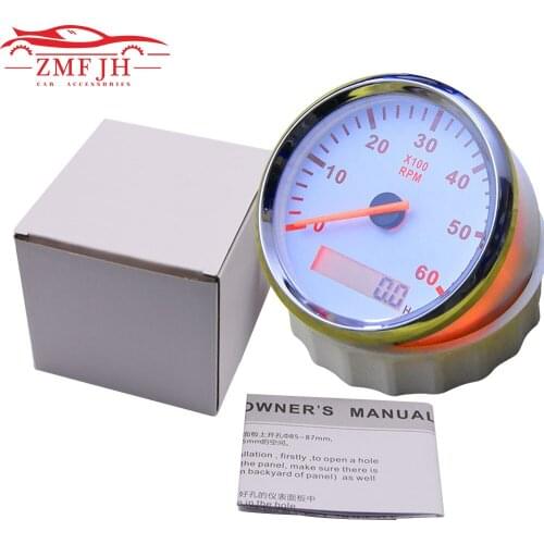New Marine Boat 0-6000RPM Tachometer Gauge Waterproof 85mm Tach Meter with LCD Hourmeter Speed Ration 9-32V Red Backlight