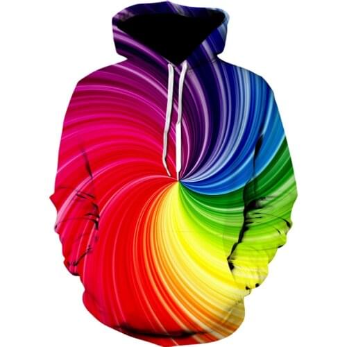 3D Hoodie Men / Female Sweatshirt Customized Colorful Gradient Hoodie Mens Solid Color Hooded Boy / Girl Rainbow Polluter Jacke