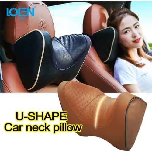 U Shape Car Headrest Neck Pillow for auto seat chair Memory Foam cotton Leather Cover soft Head rest travel Car seat support