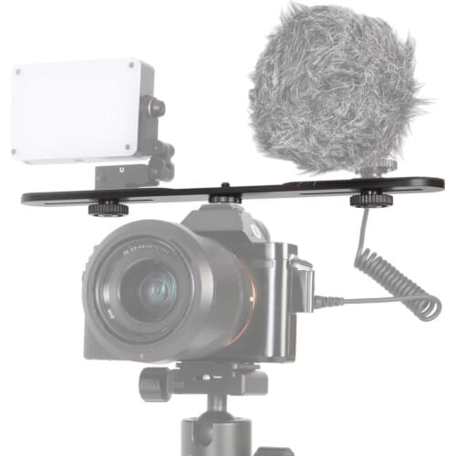 Universal Dual Flash Bracket Mount Holder Flash Bracket Hot Shoe Bracket Mount with 1/4 Screw for Tripod DSLR Camera Accessories