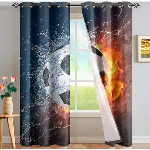 Soccer Football Game Room Curtains Large Window Curtains for Living Room Bathroom Bedroom Decor Kids Window Treatment Blackout