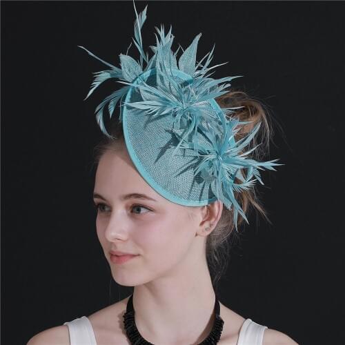 Elegant Wedding Party Fascinators Imitation Sinamay Fascinator Women Hats Ladies Bridal Feathers Hair Accessories Hair Clips