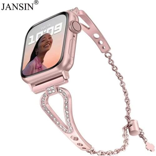 Women Diamond strap For Apple Watch Band 38mm 42mm 40/44mm iwatch 5 band Series 6 SE 5/4/3 Stainless Steel strap Metal Bracelet