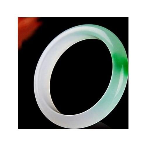 Zheru Jewelry Natural Burmese Jade 54-64mm Light Green Bracelet Elegant Princess Jewelry Best Gift for Mother and Girlfriend