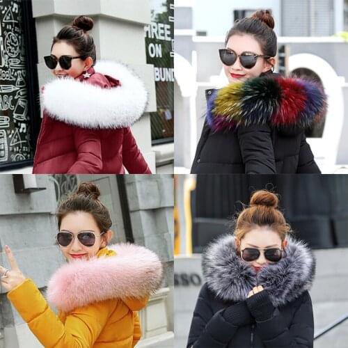 High quality winter women Fashion Faux raccoon fur collar big Artificial fur collar Fake fox fur 8 colour