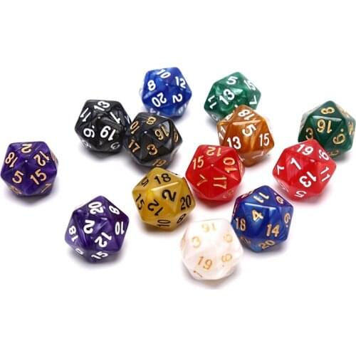 1PC Durable Pearlized D20 Dice Acrylic 20 Sided Dice For Board Game Desktop Game