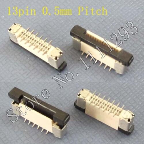 10pcs/lot FPC FFC flat cable connector socket 13pin 0.5mm Pitch 180" SMT for Laptop etc
