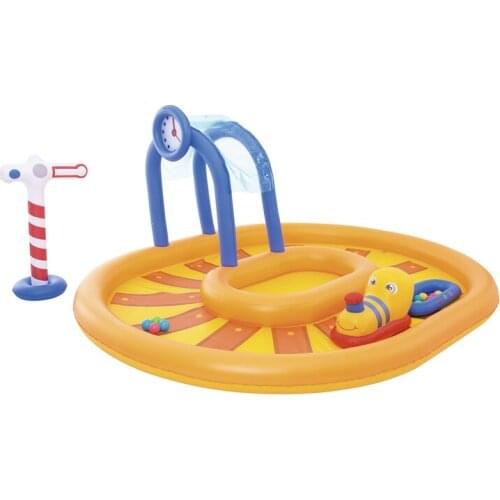 112'' Inflatable Little Caboose Swimming Play Pool Center For Kids Summer Water Swim Game Garden Outdoor Ground Fun Raft