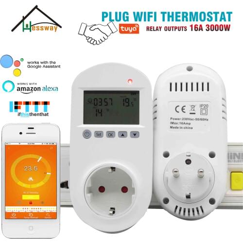 16A weekly programmable WIFI Heating thermostat eu plug