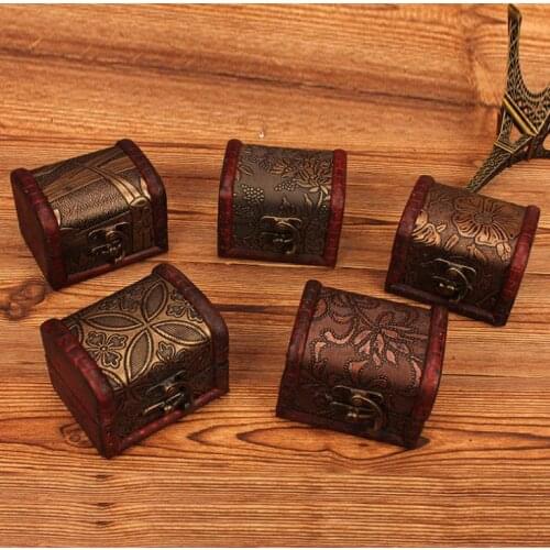 200pcs/lot Vintage Jewelry Box Organizer Storage Case Mini Wood Flower Pattern Gift Box Handmade Wooden Small Boxes SN459