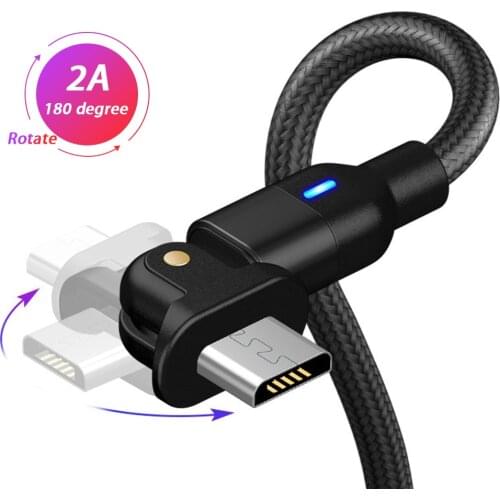 2A Micro USB Quick Charge QC Charger Cable 90 Degree for Huawei Xiaomi Mobile Phone Short Long Microusb Cabo Rapid Charging Wire