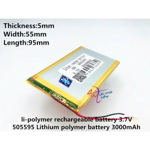 3.7V 3000MAH rechargeable batteries,505595 battery MP4 MP5 GPS navigator battery