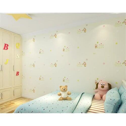Beibehang Children 's room 3d wallpaper boy girl bedroom room cute personality bear environmental protection nonwoven wallpaper