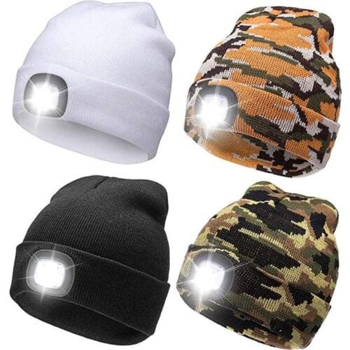 5LED Light Cap Warm Knitted Hat Outdoor Fishing Running Beanie Hat Autumn Winter Flash headlight Camping Climbing Caps 8