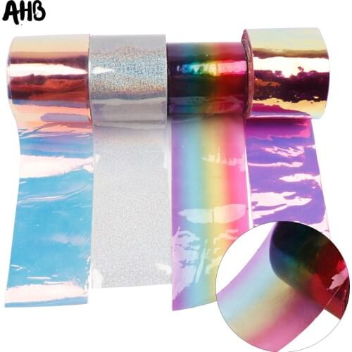 AHB 75MM Jelly Ribbon Laser Transparent Ribbon PVC Rainbow Ribbon for Home Decorative DIY Hair Bow Ribbon Materials 2yards/bag