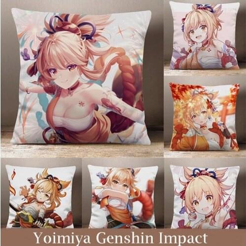 Anime Game Yoimiya Genshin Impact Cosplay Dakimakura Peach Skin Plush Stuffed Throw Pillow Sofa Bed Cushion Cute Gift