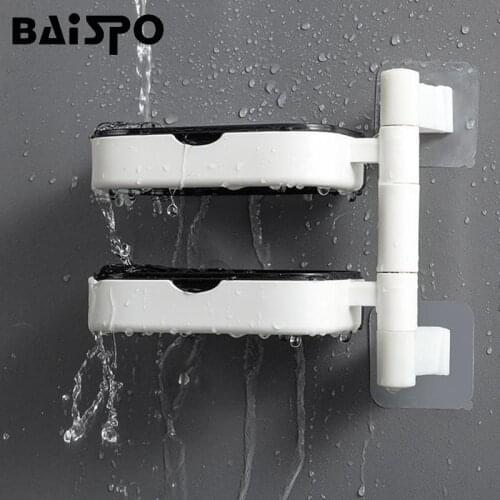 BAISPO Punch Free Soap Holder For Bathroom Drainable Storage Container Rotatable Soap Dish Creative Home Bathroom Accessories