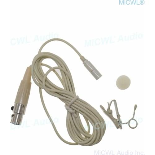 Beige ME2 Tie Clip Lapel Lavalier Microphone For AKG Samson Wireless BeltPack TA3F mini 3Pin