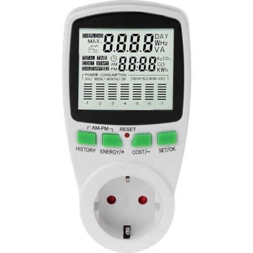 Large LCD EU Digital Meter Voltage Wattmeter Power Electricity Consumption Analyzer Digital Meter Measure voltage New