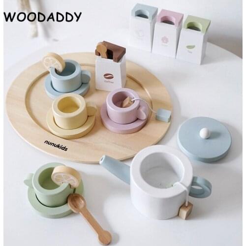 Dropshipping Simulation Afternoon Tea Pretend Play House Nordic Style Dessert Cutting Educational Wooden Toys For Kids Baby Gift