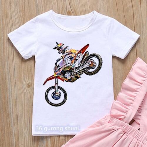 T-shirt for boys Cool motorcycle cartoon print boy clothes vogue casual kids tshirt summer hiphop teen t shirt white yellow tops