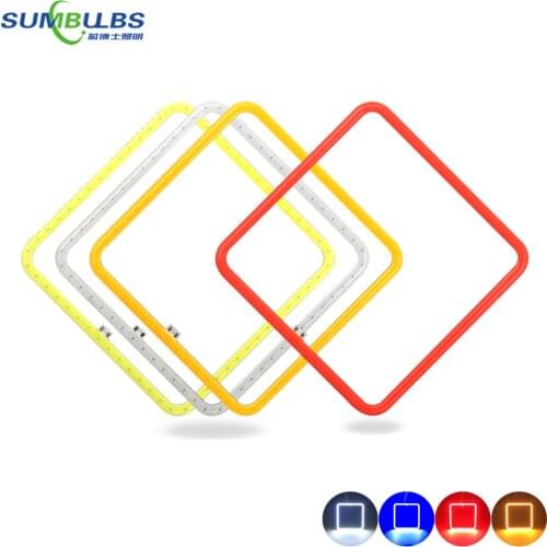 4pcs Square Shape Ring LED Bulb COB Chip White Blue Red Orange Lighting Color 9V 12V for Car DRL Light Home Decorative Lamp DIY