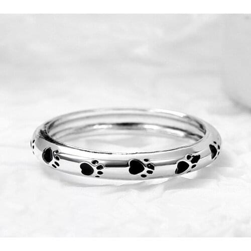 Cute Budding Cat Paw Footprints Finger Rings Classic Fashion Ring for Women Wedding Statement Jewelry Valentines Day Gift