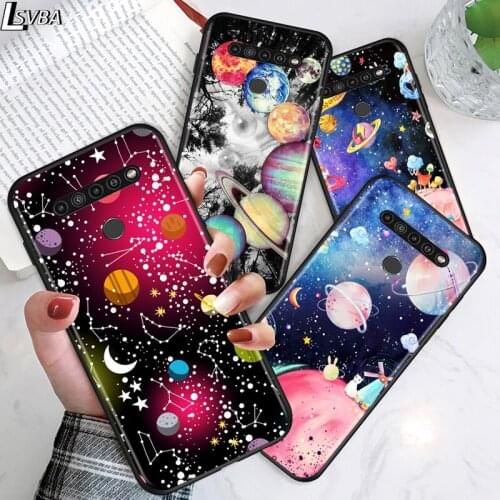 Space Cute Cartoon for LG G8 G8S G8X V30 V35 V40 V50 V60 ThinQ Q60 K40 K50 K51 K61 K71 K92 K62 Soft Black Phone Case