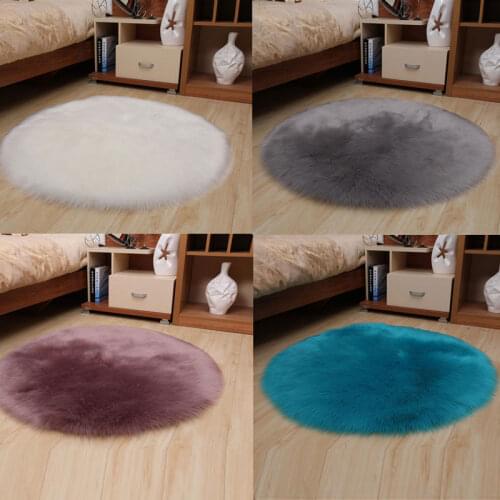 Sholisa Faux Fur Area Rug Fluffy Carpet Round Shape 6cm Pile Fluffy Carpet for Living Room Bedroom Sea Set Home Deco