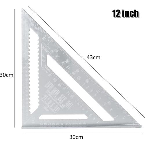 7/12 inch Angle Ruler Metric Aluminum Alloy Triangular Measuring Ruler Woodwork Speed Square Triangle Angle Protractor