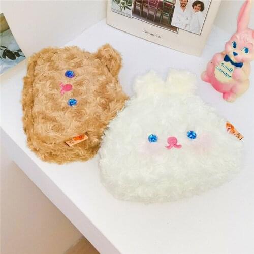Milkjoy Kawaii Plush Cosmetics Bag Cute Lolita Korea Japan Shell Makeup Pouch For Girls Gift Rabbit Winter Fashion Coin Purse