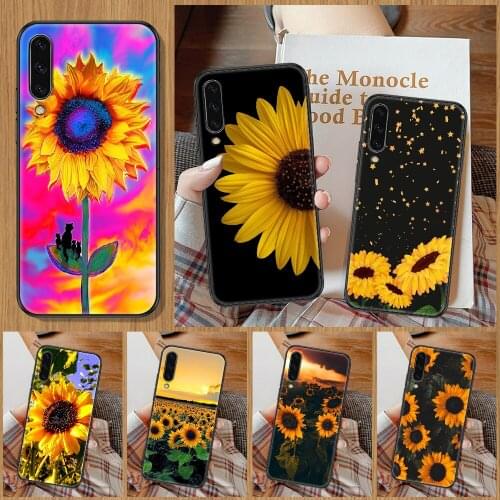 Cute Sunflower Phone Case For Samsung Galaxy A 10 12 20E 21S 30 32 40 50 51 52 70 71 72 5 6 7 2016 2018 black soft coque tpu