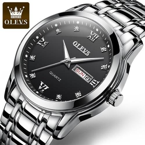 OLEVS New Quartz Mens HD Luminous 30 Meter Water Resistant Watch Digital Scale Simple Business Single Calendar Watches 8691