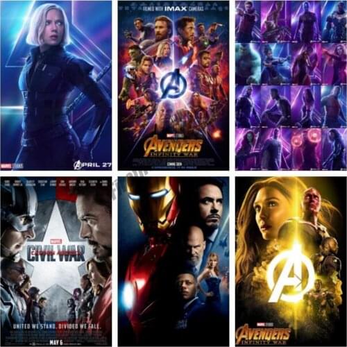 Full Square Drill Diamond Painting Marvel Cross Stitch Kits Superhero Movie Avengers 4 Iron Man Mosaic Embroidery Home Decor