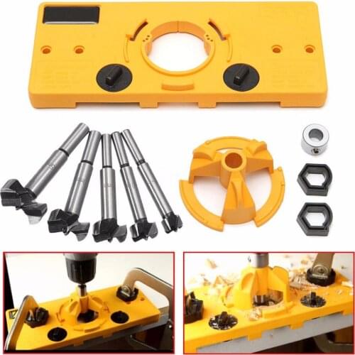 Concealed 35MM Cup Style Hinge Jig Boring Hole Drill Guide + Forstner Bit Wood Cutter Carpenter Woodworking DIY Tools