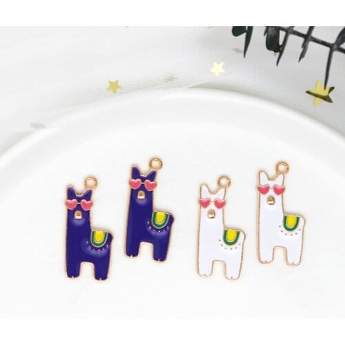 BULK 20 Enamel Llama Charms Alpaca Pendant Jewelry Making Supplies Alpaca Crafting Accessories Enameled Lama Charm KS95I4-GC72