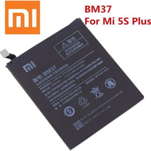 Original Xiaomi Mi 5S Plus Battery BM37 3800mAh for Xiaomi Mi 5S Plus MI5S Plus High Quality BM37 Replacment Phone Battery